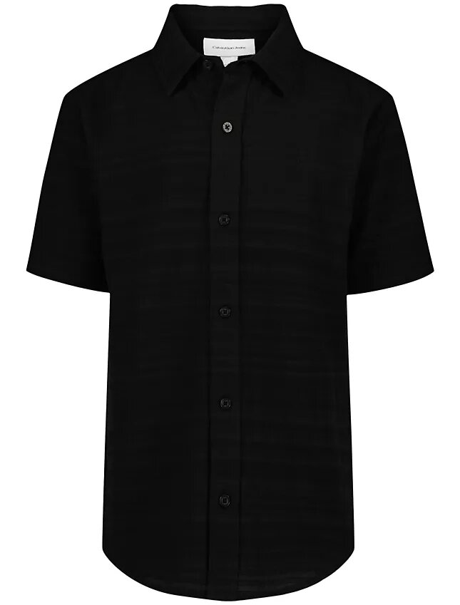 Chemise à rayures texturées et boutons pour garçons Chemise à rayures texturées et boutons pour garçons
