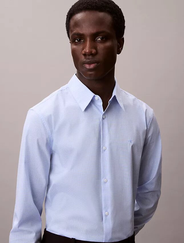 Chemise slim boutonnée en Cotton Stretch à carreaux vichy Chemise slim boutonnée en Cotton Stretch à carreaux vichy