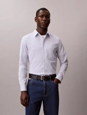 Chemise slim boutonnée en Cotton Stretch à rayures