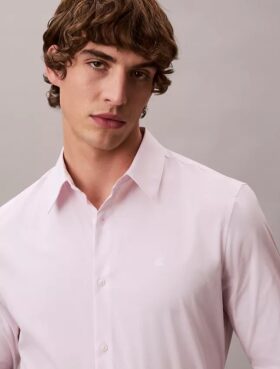 Chemise slim boutonnée en Cotton Stretch à rayures