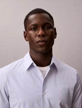 Chemise slim boutonnée en Cotton Stretch à rayures