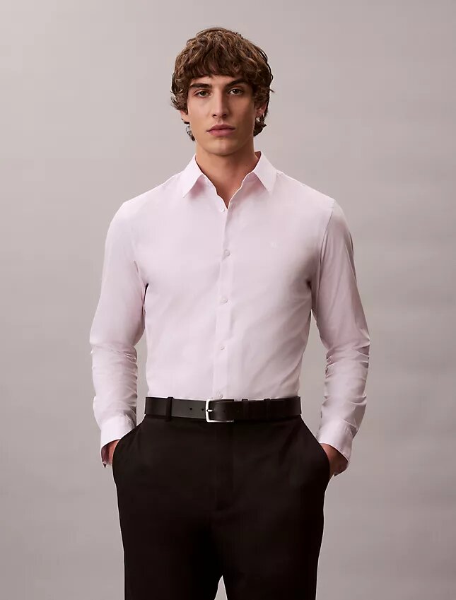Chemise slim boutonnée en Cotton Stretch à rayures Chemise slim boutonnée en Cotton Stretch à rayures