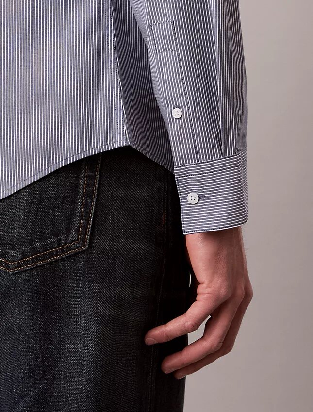 Chemise slim boutonnée en Cotton Stretch à rayures Chemise slim boutonnée en Cotton Stretch à rayures