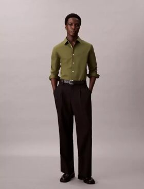 Chemise slim boutonnée en popeline de coton Cotton Stretch