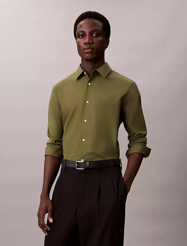 Chemise slim boutonnée en popeline de coton Cotton Stretch Chemise slim boutonnée en popeline de coton Cotton Stretch
