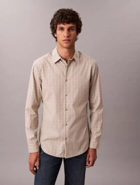 Chemise slim à carreaux en Cotton Stretch boutonnée
