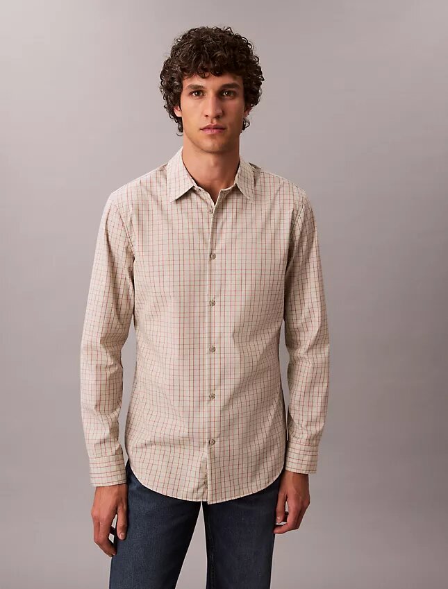 Chemise slim à carreaux en Cotton Stretch boutonnée Chemise slim à carreaux en Cotton Stretch boutonnée
