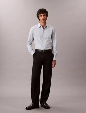 Chemise slim à carreaux en Cotton Stretch boutonnée