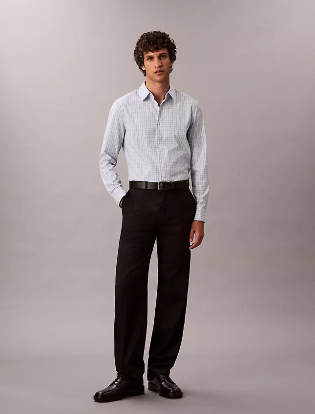 Chemise slim à carreaux en Cotton Stretch boutonnée Chemise slim à carreaux en Cotton Stretch boutonnée