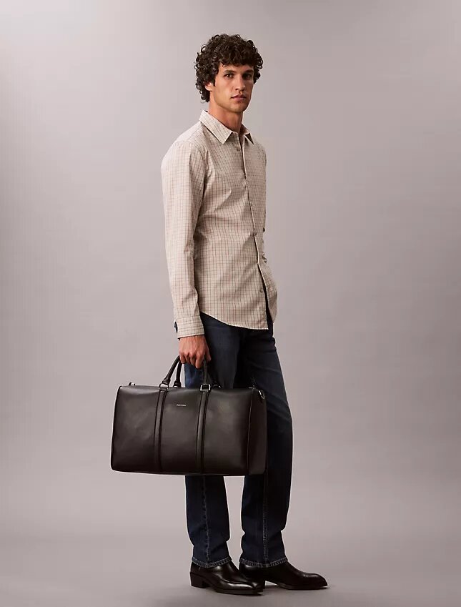 Chemise slim à carreaux en Cotton Stretch boutonnée Chemise slim à carreaux en Cotton Stretch boutonnée