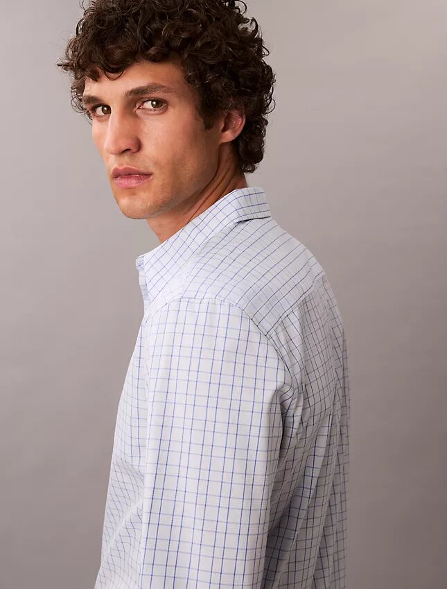 Chemise slim à carreaux en Cotton Stretch boutonnée Chemise slim à carreaux en Cotton Stretch boutonnée