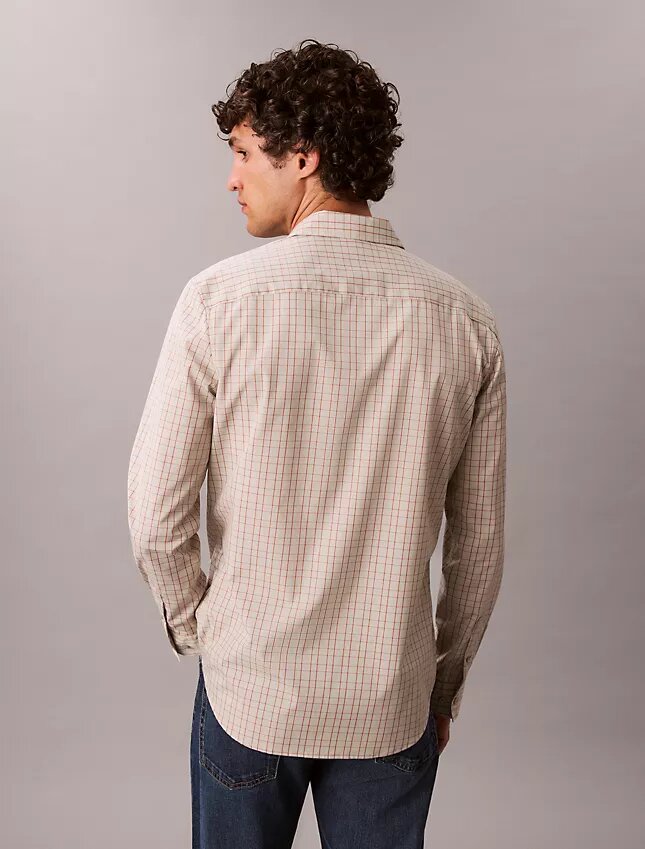 Chemise slim à carreaux en Cotton Stretch boutonnée Chemise slim à carreaux en Cotton Stretch boutonnée
