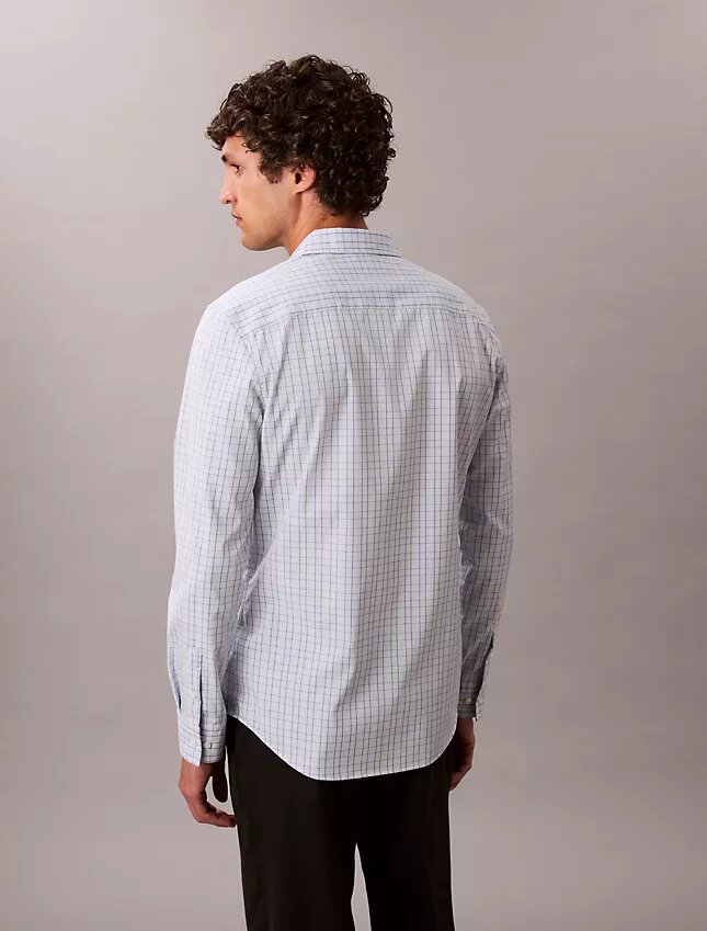 Chemise slim à carreaux en Cotton Stretch boutonnée Chemise slim à carreaux en Cotton Stretch boutonnée