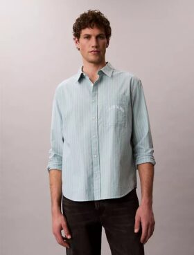 Chemise slim décontractée à rayures et boutons