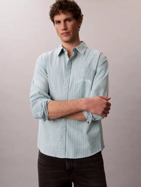 Chemise slim décontractée à rayures et boutons
