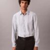 Chemise slim en Supima stretch à rayures teintes dans la masse Chemise slim en Supima stretch à rayures teintes dans la masse