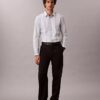 Chemise slim en Supima stretch à rayures teintes dans la masse Chemise slim en Supima stretch à rayures teintes dans la masse