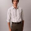 Chemise slim en Supima stretch à rayures teintes dans la masse Chemise slim en Supima stretch à rayures teintes dans la masse