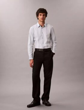Chemise slim en Supima stretch à rayures teintes dans la masse