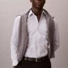 Chemise slim à rayures en tissu technique extensible, col boutonné Chemise slim à rayures en tissu technique extensible, col boutonné