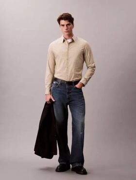 Chemise slim stretch à rayures et boutons