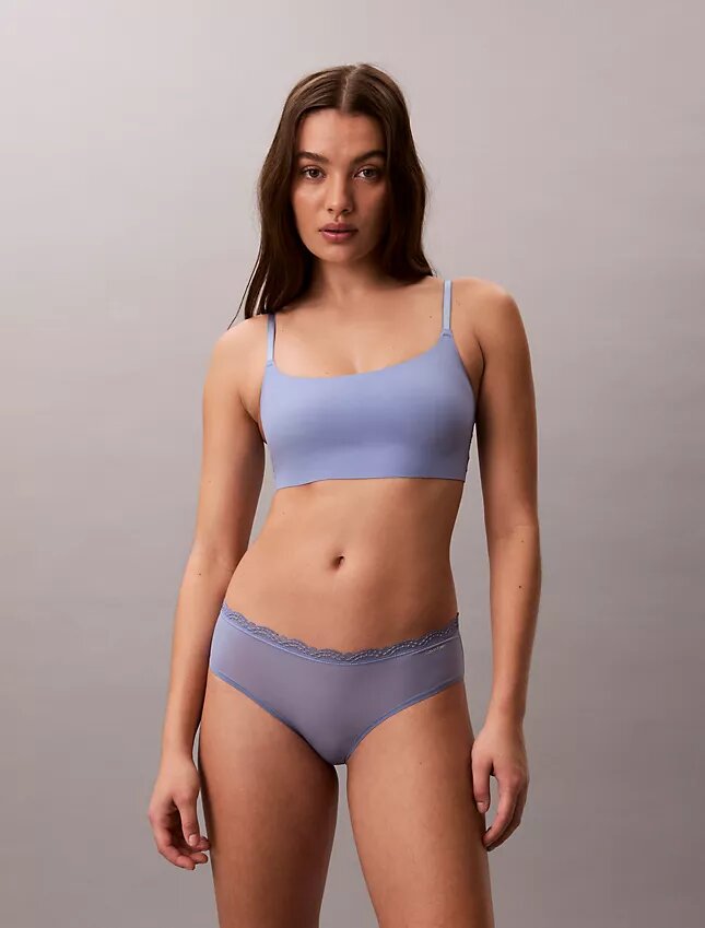 Culotte Hipster en microfibre extensible avec dentelle Culotte Hipster en microfibre extensible avec dentelle