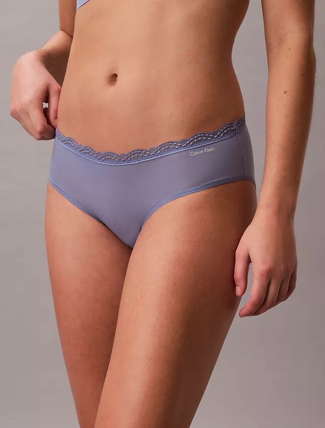 Culotte Hipster en microfibre extensible avec dentelle Culotte Hipster en microfibre extensible avec dentelle