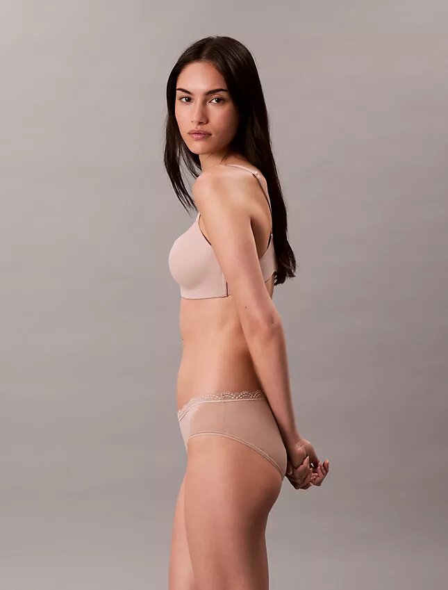 Culotte Hipster en microfibre extensible avec dentelle Culotte Hipster en microfibre extensible avec dentelle