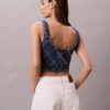 Débardeur court en Denim avec monogramme sur toute la surface Débardeur court en Denim avec monogramme sur toute la surface