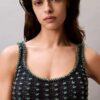 Débardeur en coton crocheté avec perles Débardeur en coton crocheté avec perles