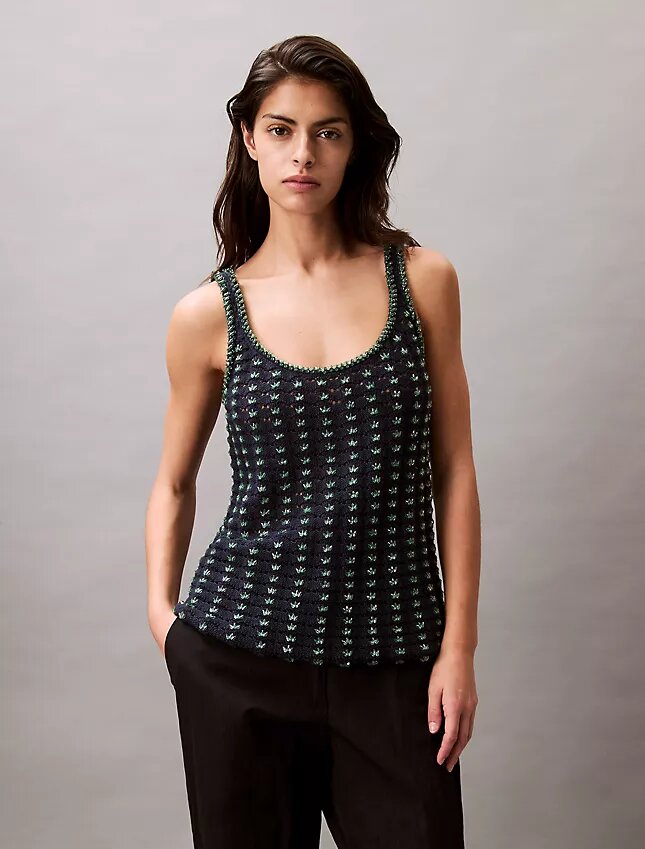 Débardeur en coton crocheté avec perles Débardeur en coton crocheté avec perles
