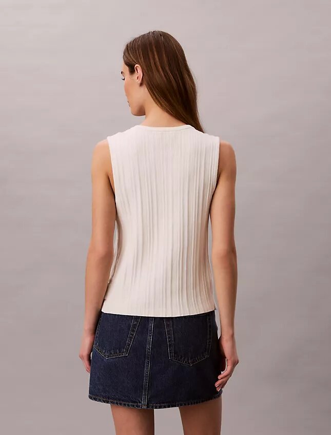 Débardeur en coton lisse à côtes et boutons Débardeur en coton lisse à côtes et boutons