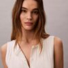Débardeur en coton lisse à côtes et boutons Débardeur en coton lisse à côtes et boutons