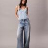 Débardeur en denim mélangé coton-lin Débardeur en denim mélangé coton-lin