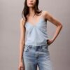 Débardeur en denim mélangé coton-lin Débardeur en denim mélangé coton-lin