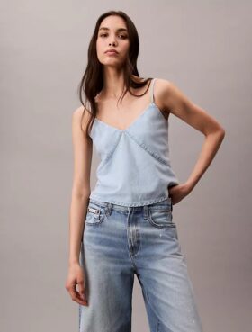 Débardeur en denim mélangé coton-lin