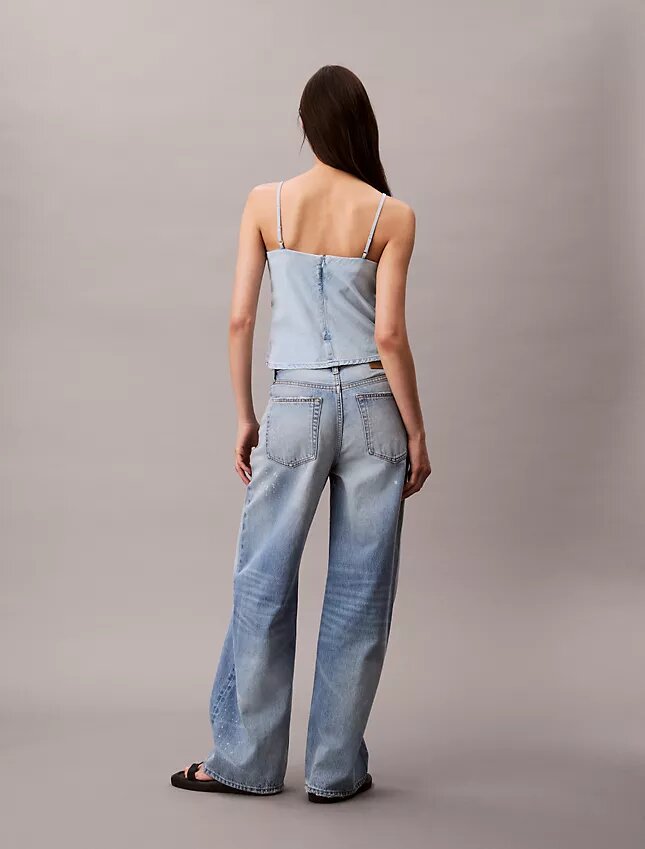 Débardeur en denim mélangé coton-lin Débardeur en denim mélangé coton-lin