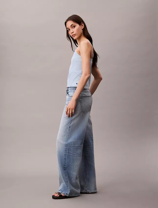 Débardeur en denim mélangé coton-lin Débardeur en denim mélangé coton-lin