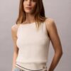 Débardeur en maille torsadée avec patch Monologo tissé Débardeur en maille torsadée avec patch Monologo tissé