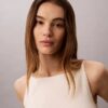 Débardeur en maille torsadée avec patch Monologo tissé Débardeur en maille torsadée avec patch Monologo tissé