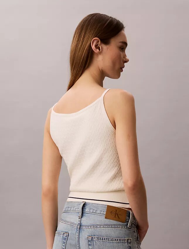 Débardeur en maille torsadée avec patch Monologo tissé Débardeur en maille torsadée avec patch Monologo tissé