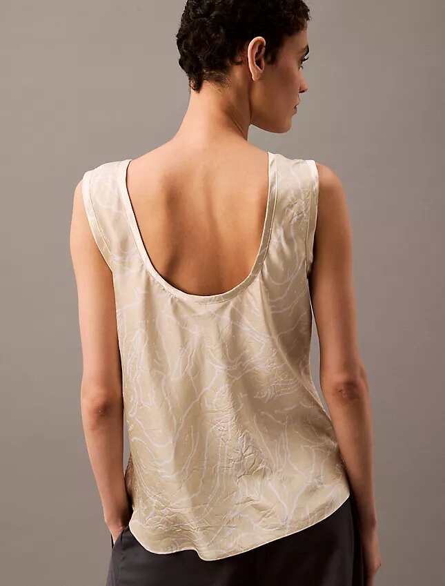 Débardeur imprimé en satin froissé Débardeur imprimé en satin froissé
