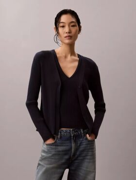 Ensemble cardigan et débardeur en coton côtelé
