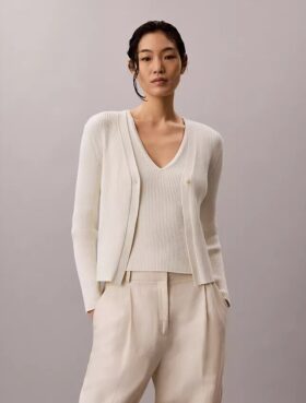 Ensemble cardigan et débardeur en coton côtelé