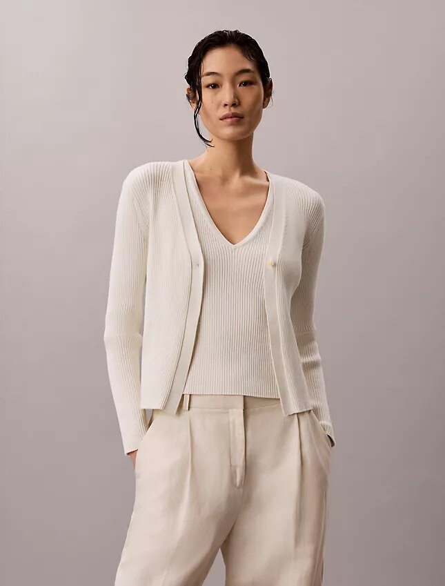 Ensemble cardigan et débardeur en coton côtelé Ensemble cardigan et débardeur en coton côtelé