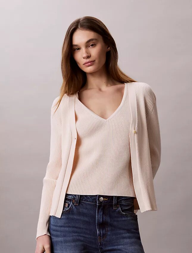 Ensemble cardigan et débardeur en coton côtelé Ensemble cardigan et débardeur en coton côtelé
