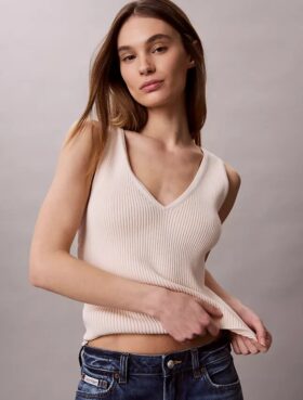 Ensemble cardigan et débardeur en coton côtelé