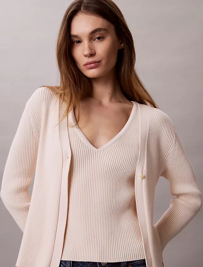 Ensemble cardigan et débardeur en coton côtelé Ensemble cardigan et débardeur en coton côtelé