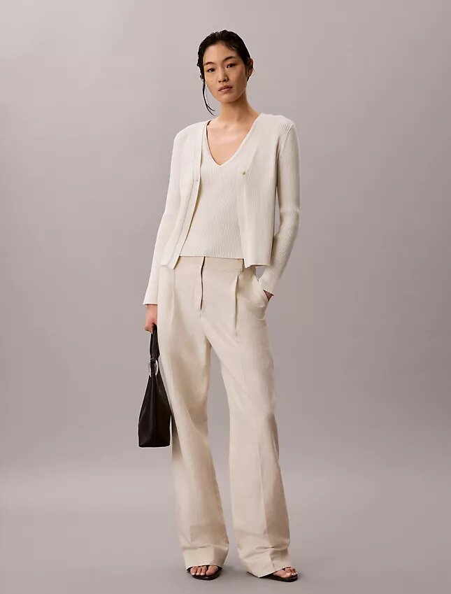 Ensemble cardigan et débardeur en coton côtelé Ensemble cardigan et débardeur en coton côtelé