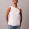 Haut sans manches asymétrique en coton drapé